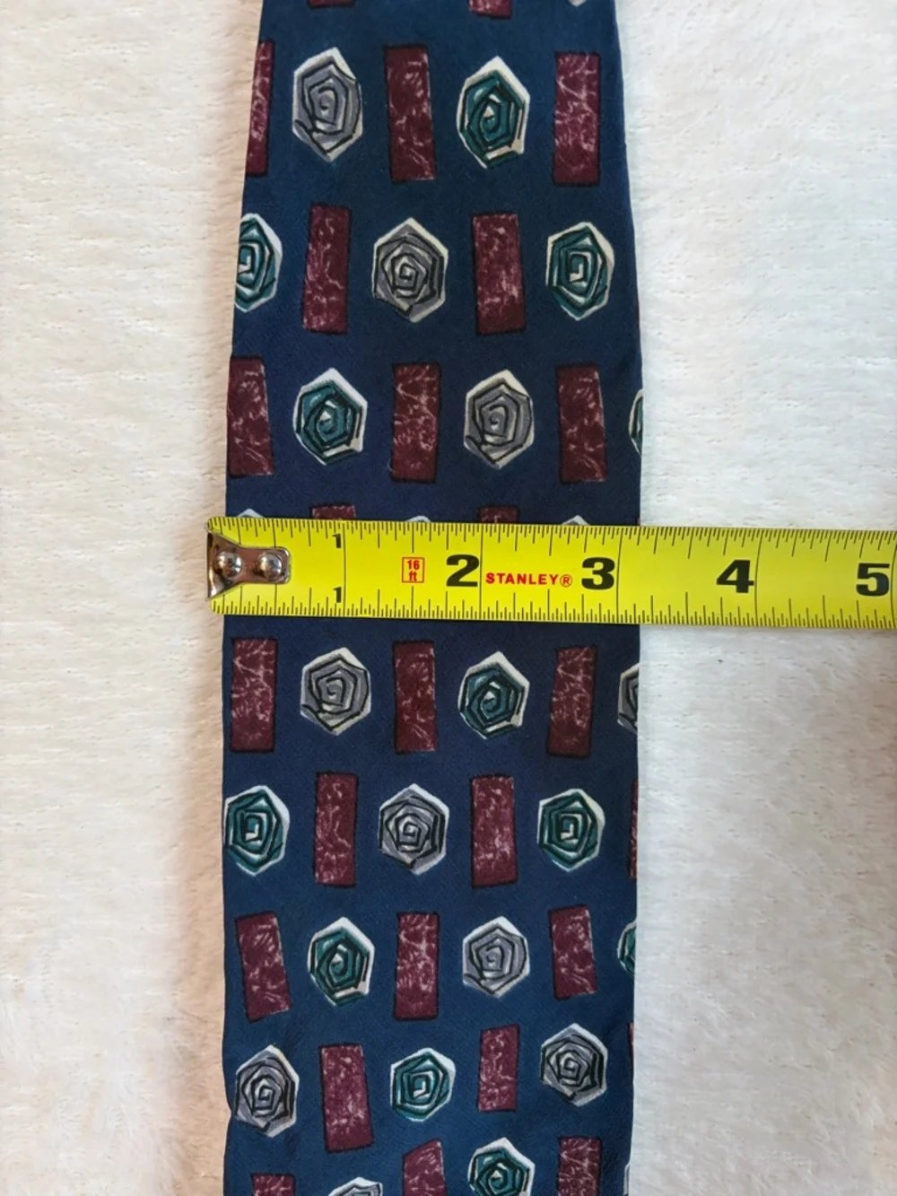 Don Loper Men's Geometric Blue Burgundy Gray Green Silk‎ Woven Designer Tie